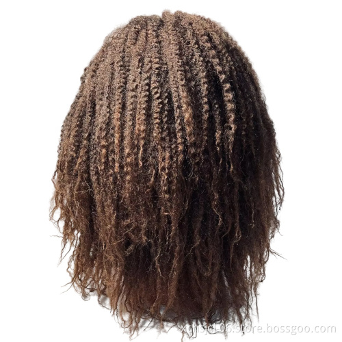 Afro Kinky Curly Hair Band Wig Synthetic Headband Wig 14-16Inch Mongolian Kinky Curly Wig for Women